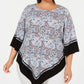 Alfani Women's Plus Size Printed V-Hem Top Blue Splatter Border Size1X
