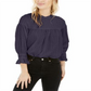 Free People Women's Blouse Knit Smocked Tunic Navy Size Large