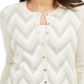 Charter Club Women's Petite Chevron-Print Metallic-Threaded Cardigan Cloud Combo White Size Petite S