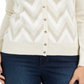 Charter Club Women's Petite Chevron-Print Metallic-Threaded Cardigan Cloud Combo White Size Petite S