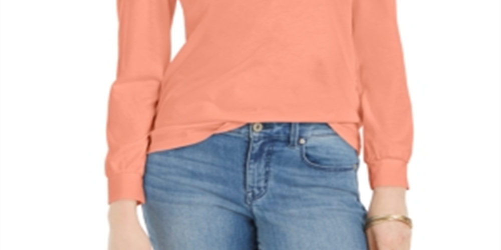 Charter Club Women's Supima Puff-Sleeve Top  Pink Size Small
