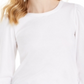 Charter Club Women's Supima Puff-Sleeve Top  White Size XS