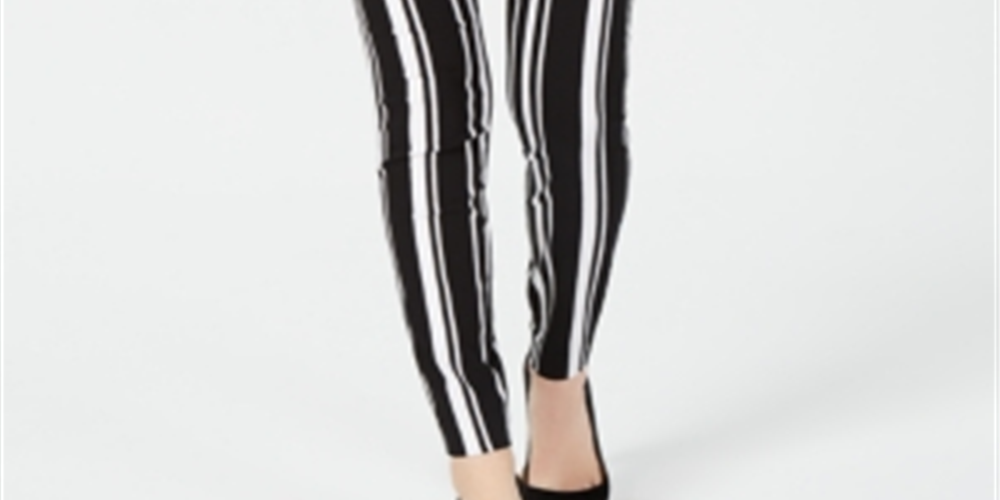 INC Women's Petite Pull-on Striped Pants  Urban Jungle Black Size 16 P