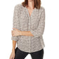 NYDJ Women's Pintuck Chiffon Pleated Button-Down Top Brown Size XS