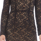 KAREN KANE Women's  Long Sleeve Sheath Dress Black Combo Size L