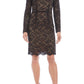 KAREN KANE Women's  Long Sleeve Sheath Dress Black Combo Size L