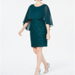 Connected Women's Sequined Lace Capelet Dress Green Size 8 -