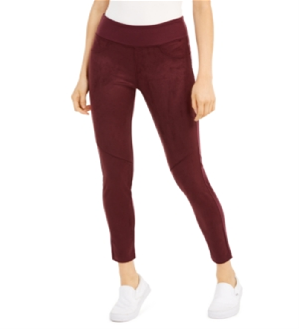 Rewash Juniors' Faux Suede-Front Ponte-Knit Leggings Red Size Medium