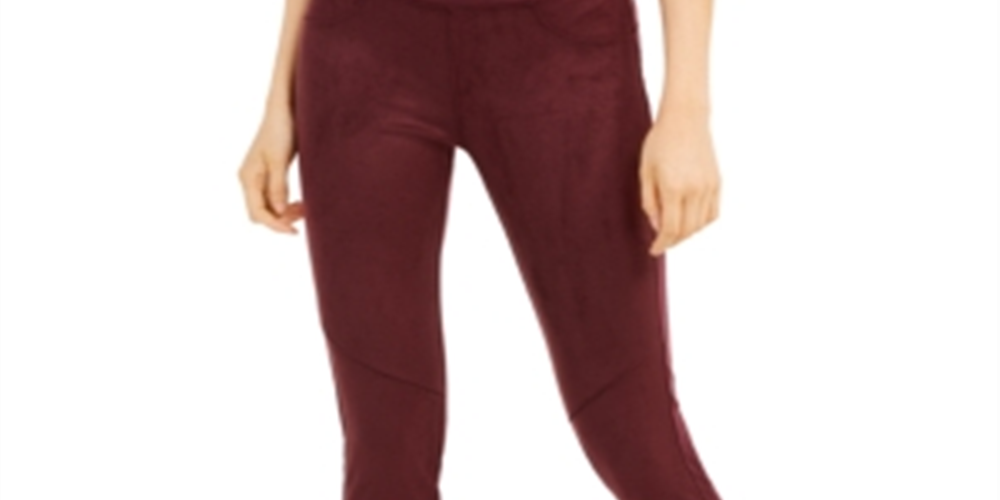 Rewash Juniors' Faux Suede-Front Ponte-Knit Leggings Red Size Medium