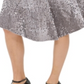 Calvin Klein Women's  Sequined Below the Knee Evening Peasant Skirt Silver Size Large