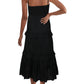 INC Women's Smocked Tiered Maxi Dress Black Size XL