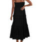 INC Women's Smocked Tiered Maxi Dress Black Size XL
