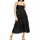 INC Women's Smocked Tiered Maxi Dress Black Size XL