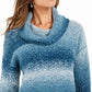 Style & Co Women's Color Block Long Sleeve Turtle Neck T-Shirt Sweater Teal Size Petite Petite