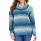 Style & Co Women's Color Block Long Sleeve Turtle Neck T-Shirt Sweater Teal Size Petite Petite