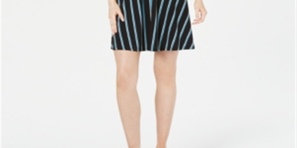 Bar III Women's Halter Striped Casual Dress Black Size Medium