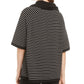 Anne Klein Women's Striped 3/4 Sleeve Cowl Neck Top Black Size XS