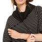 Anne Klein Women's Striped 3/4 Sleeve Cowl Neck Top Black Size XS