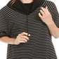 Anne Klein Women's Striped 3/4 Sleeve Cowl Neck Top Black Size XS