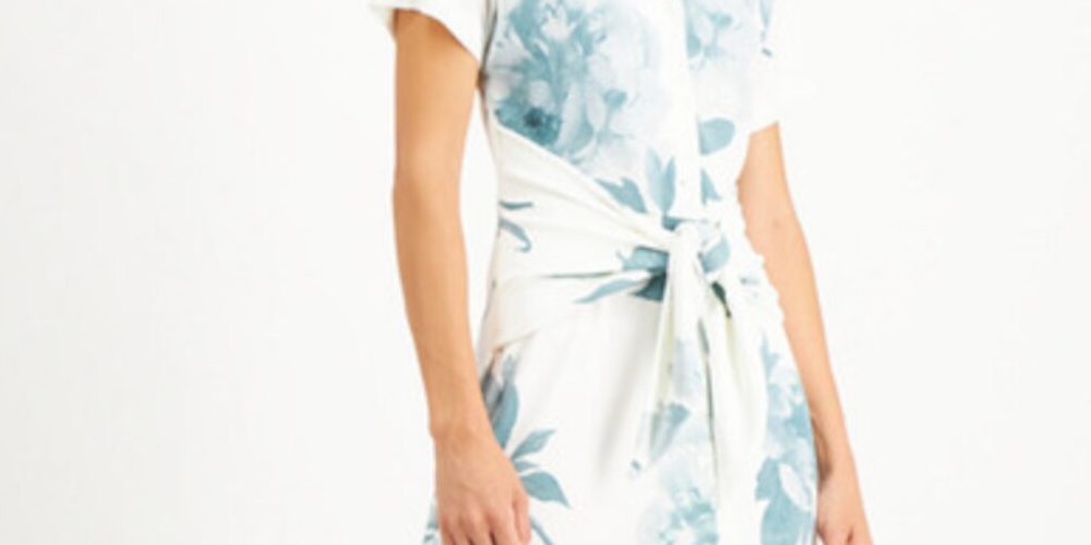 Alfani Women's Floral Print Tie Front Shirtdress Ivory Size M