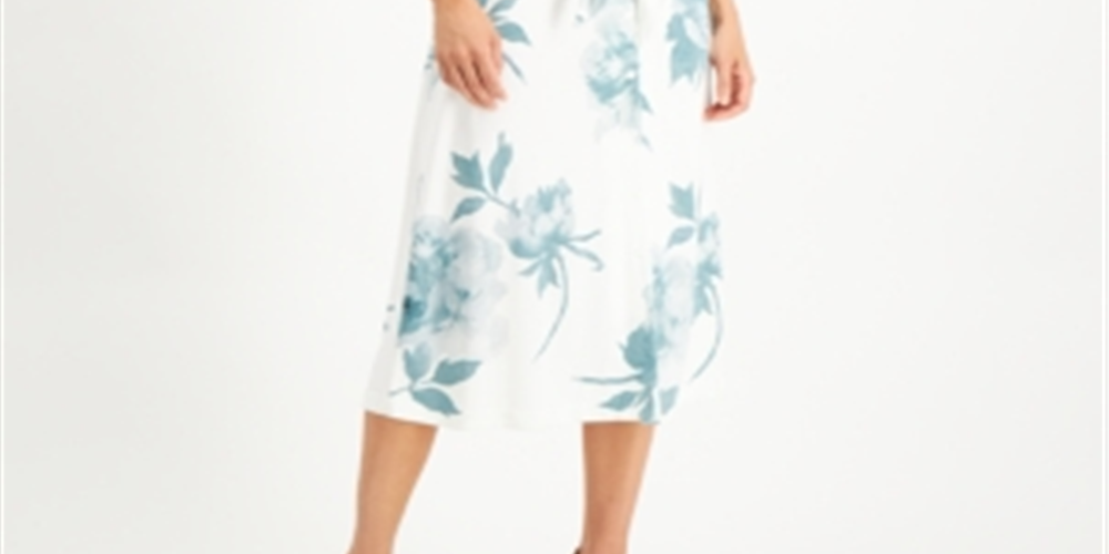 Alfani Women's Floral Print Tie Front Shirtdress Ivory Size M