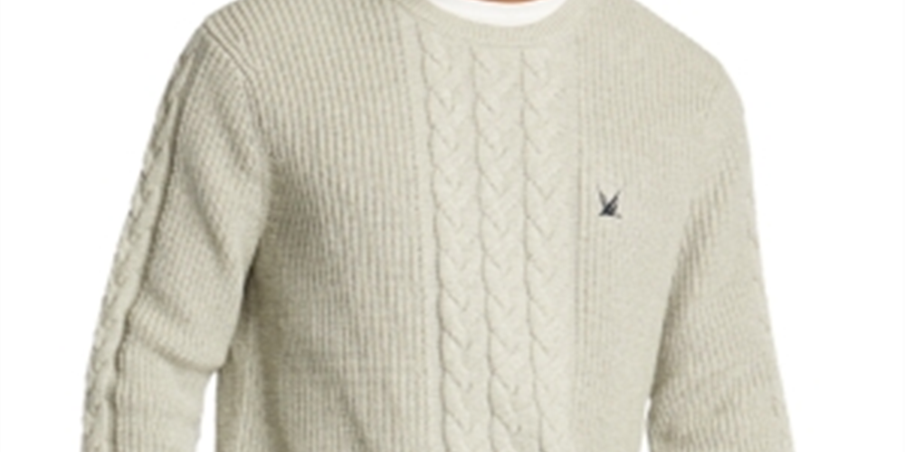 Nautica Men's Cable knit Sweater Gray Size Large