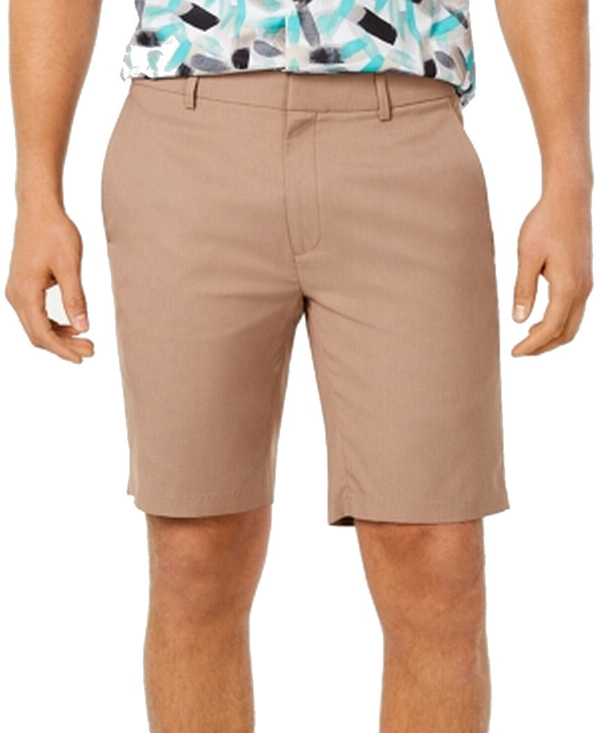 Alfani Men's AlfaTech Stretch Waistband 9 Shorts Brown Stone Beige Size 40
