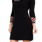 Jessica Howard Women's Print Trim Cowl Neck Dress Black Size Petite S