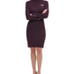TOMMY HILFIGER Women's  Long Sleeve Cowl Neck Above the Knee Body Con Dress Purple Size Large
