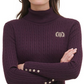 TOMMY HILFIGER Women's  Long Sleeve Cowl Neck Above the Knee Body Con Dress Purple Size Large