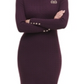 TOMMY HILFIGER Women's  Long Sleeve Cowl Neck Above the Knee Body Con Dress Purple Size Large