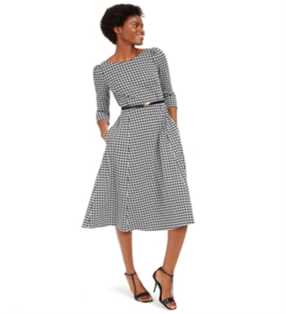 Calvin Klein Women's Belted MIDI Dress Gray Size 14