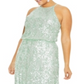 B Darlin Women's Trendy Plus Size Sequined Blouson Gown Green Size 24