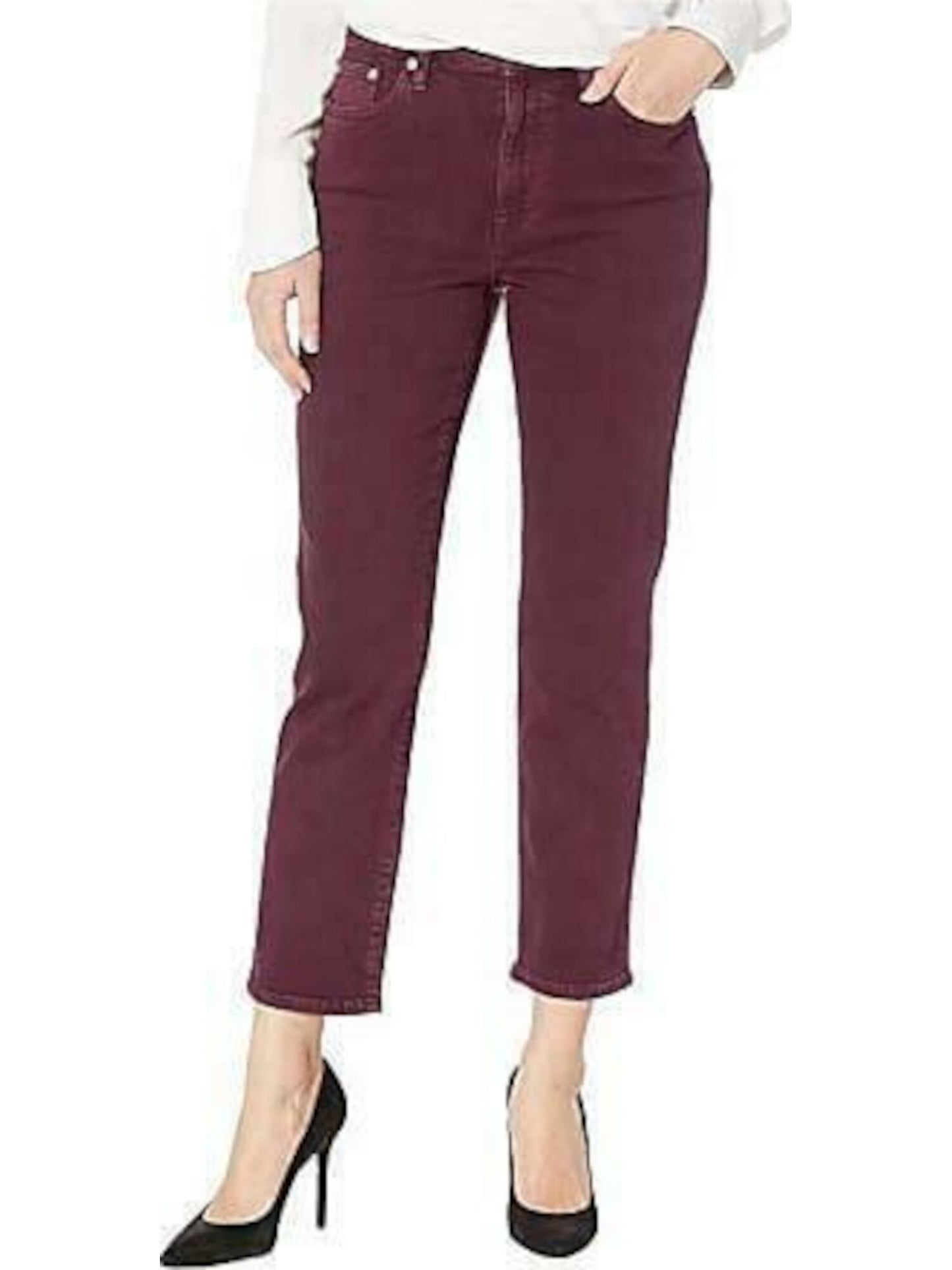 RALPH LAUREN Women's  Ankle Straight Leg Jeans Burgundy Size 10
