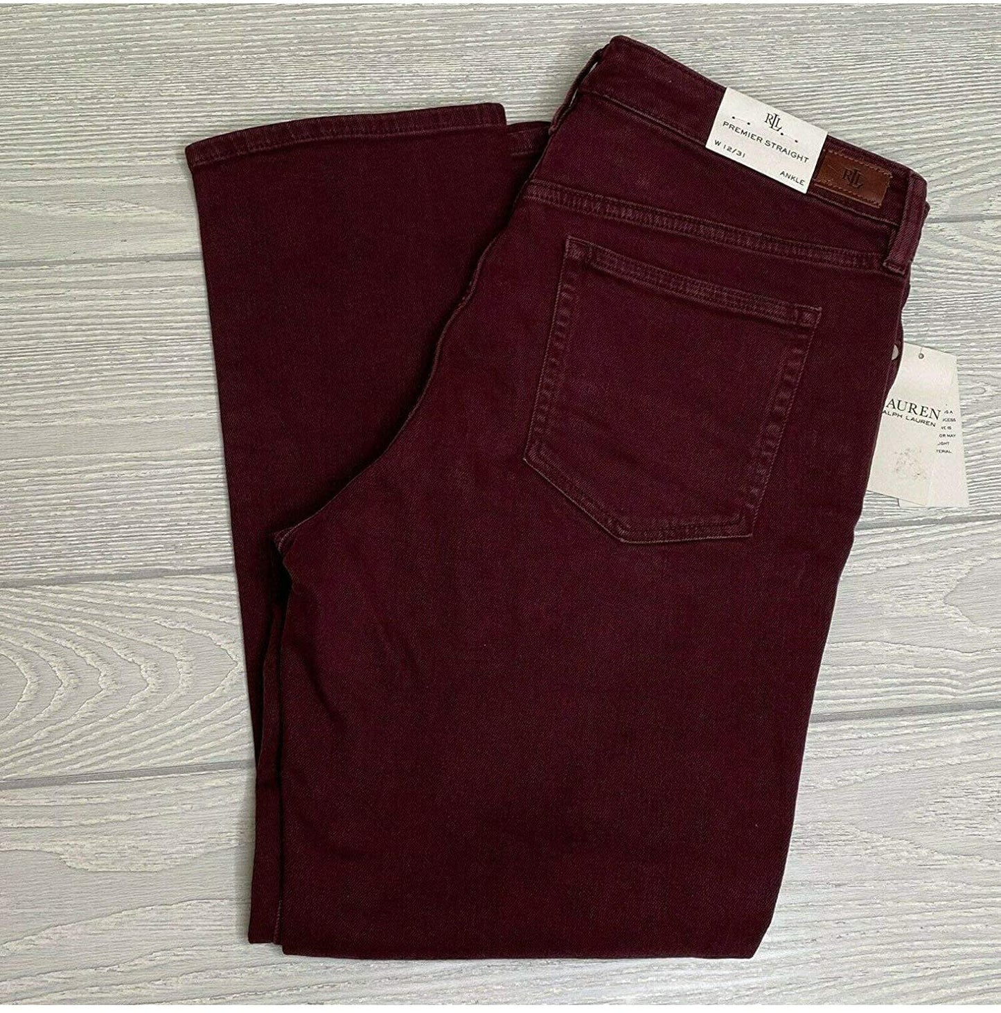 RALPH LAUREN Women's  Ankle Straight Leg Jeans Burgundy Size 10