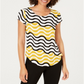 Alfani Women's Patterned Short Sleeve Jewel Neck Top Yellow Size PM