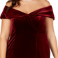Xscape Women's Plus Velvet Off the Shoulder Evening Dress Purple Size 18W
