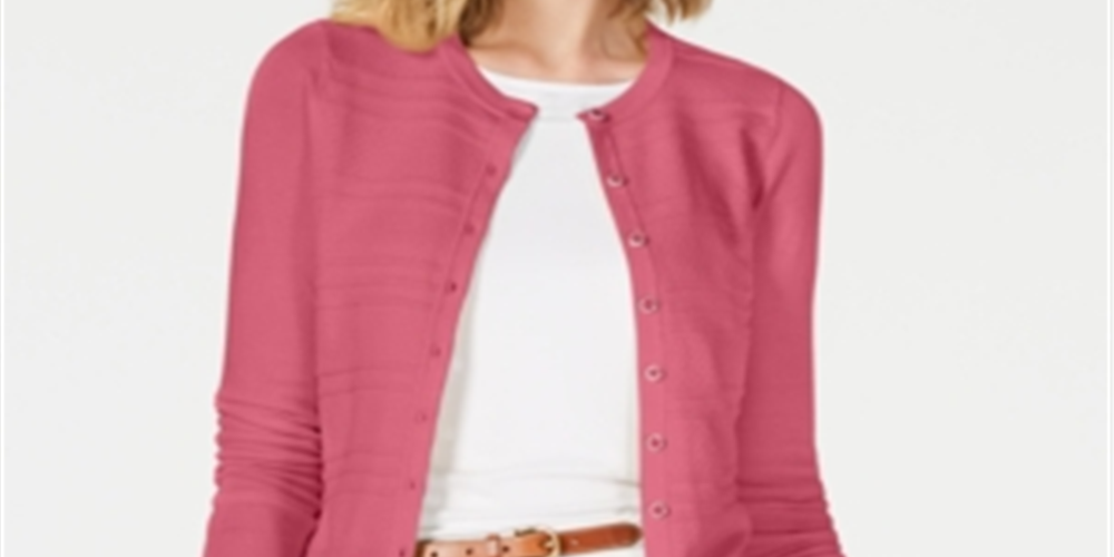 Charter Club Women's Textured Cardigan  - Rapture Rose Pink Size 2XL