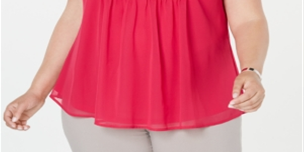 Charter Club Women's  Plus Size Pleated Pintuck Top  - Moroccan Pink Combo Pink Size 4X