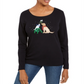 Karen Scott Women's  Long Sleeve T-Shirt Top  Black Size Petite Small
