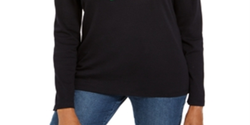 Karen Scott Women's  Long Sleeve T-Shirt Top  Black Size Petite Small