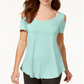 JM Collection Women's Cold-Shoulder Swing T-Shirt  Blue Size Small