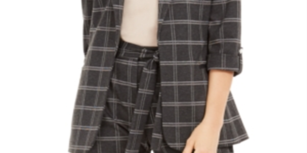 Calvin Klein Women's Suit Jacket Plaid Stretch Black Size 14P