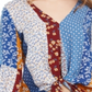 POLLY & ESTHER Women's  Tie Printed Bell Sleeve V Neck Blouse Top Blue Multi Size M