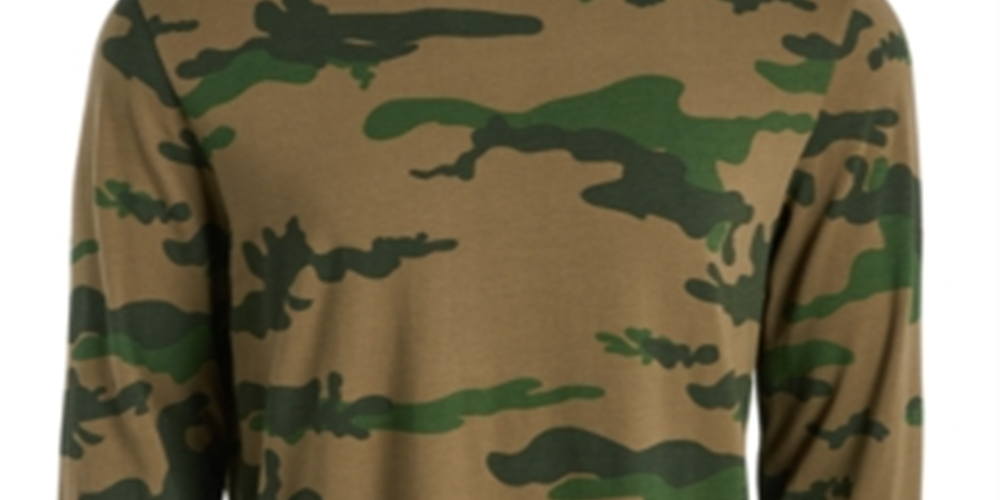ID Ideology Men's Exploded Camo Long-Sleeve T-Shirt  Green Size Small