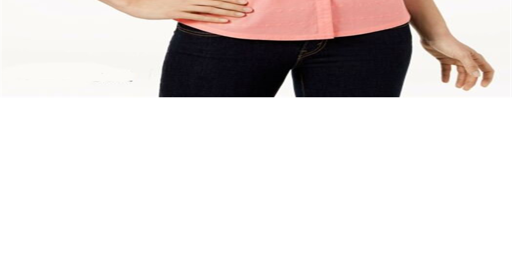 Karen Scott Women's Petite Petite Cotton Eyelet Shirt New! Pink Size Petite S
