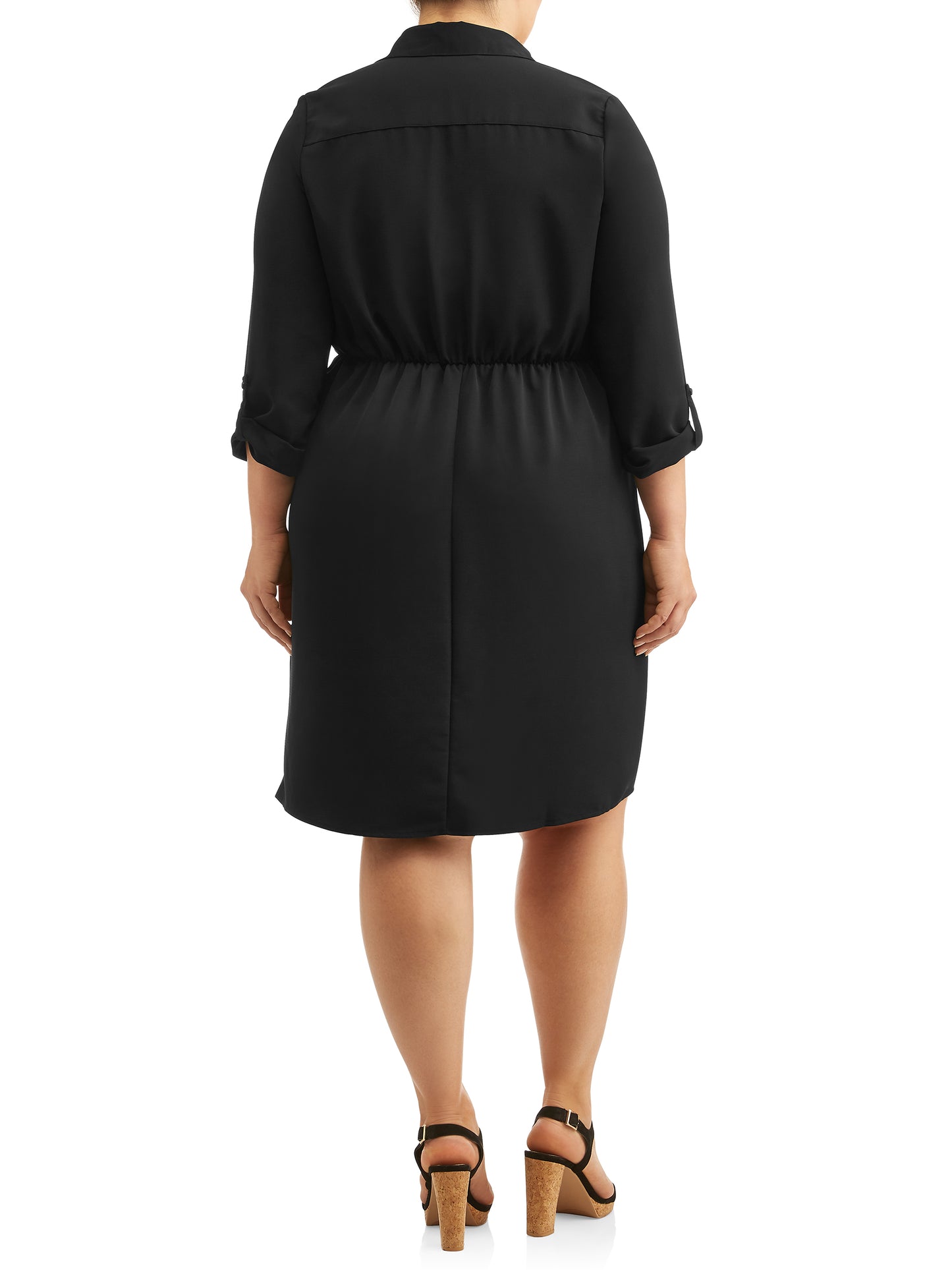 LOVE SQUARED Women's 3/4 Sleeve Knee Length Shirt Dress Black Size 1X