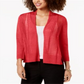 Alfani Women's  Petite Mixed-Stitch Open-Front Cardigan  - Coral Branch Red Size  Petite XL