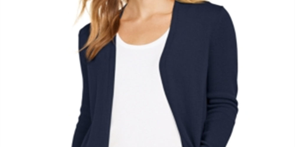 Charter Club Women's Open-Front Curved-Hem Complete Intrepid Blue Size PM