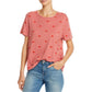 Splendid Women's for the Love of T-Shirt Embroidered Short Sleeves Red Size L